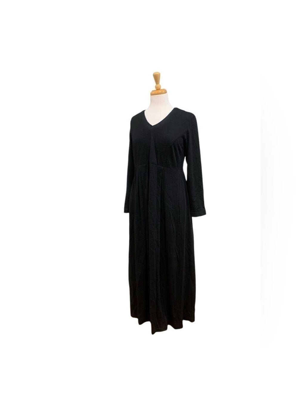 Vntg 90’s Laura Ashley 100% wool Black Long Sleeve Midi Dress sz 10